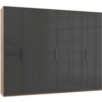 DREHTÜRENSCHRANK in Grau, Eichefarben  - Chromfarben/Eichefarben, Modern, Glas/Holzwerkstoff (300/236/58cm) - MID.YOU