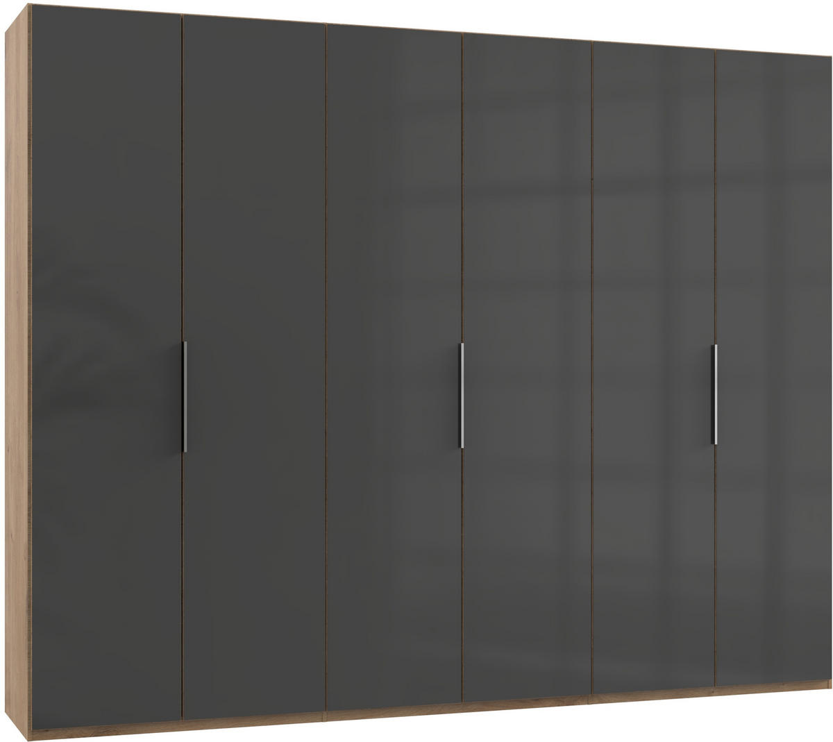 DREHTÜRENSCHRANK in Grau, Eichefarben  - Chromfarben/Eichefarben, Modern, Glas/Holzwerkstoff (300/236/58cm) - MID.YOU