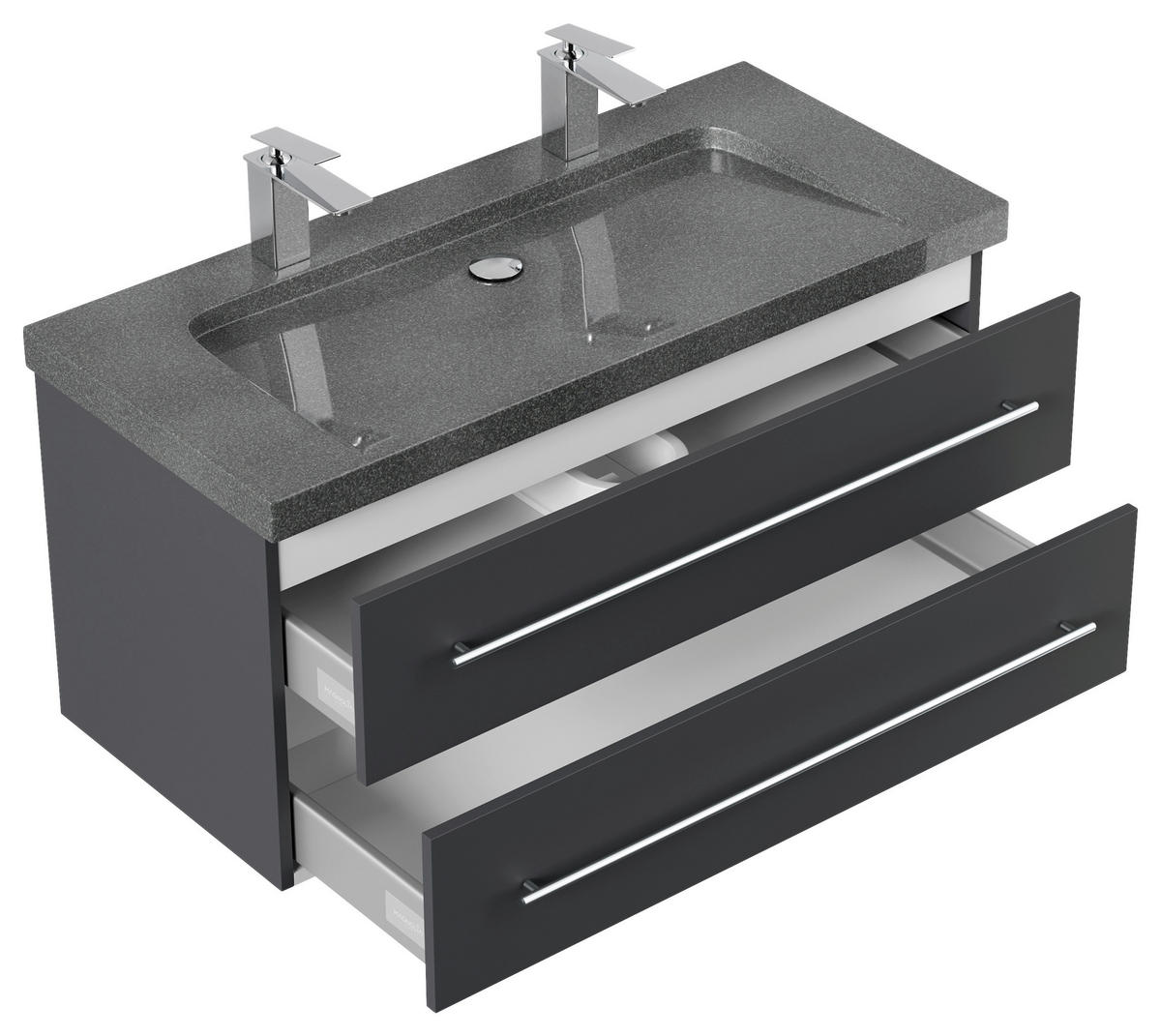 WASCHTISCHKOMBI 100 cm  - Graphitfarben, Basics, Holzwerkstoff/Stein (100cm) - MID.YOU