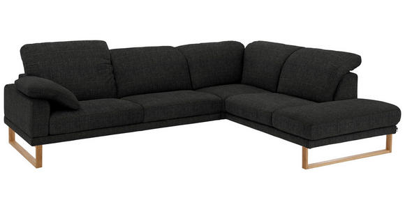 WOHNLANDSCHAFT in Textil Schwarz - Eichefarben/Schwarz, Natur, Holz/Textil (281/226cm) - Valnatura