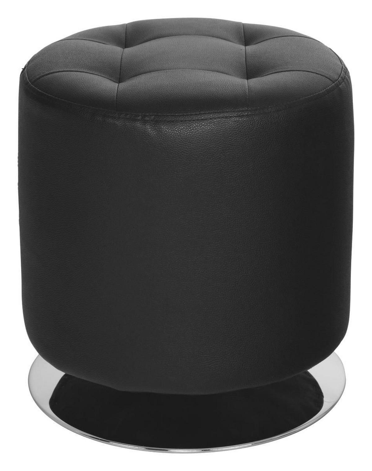 HOCKER in Metall, Textil Schwarz, Chromfarben  - Chromfarben/Schwarz, Design, Textil/Metall (40/40/40cm)
