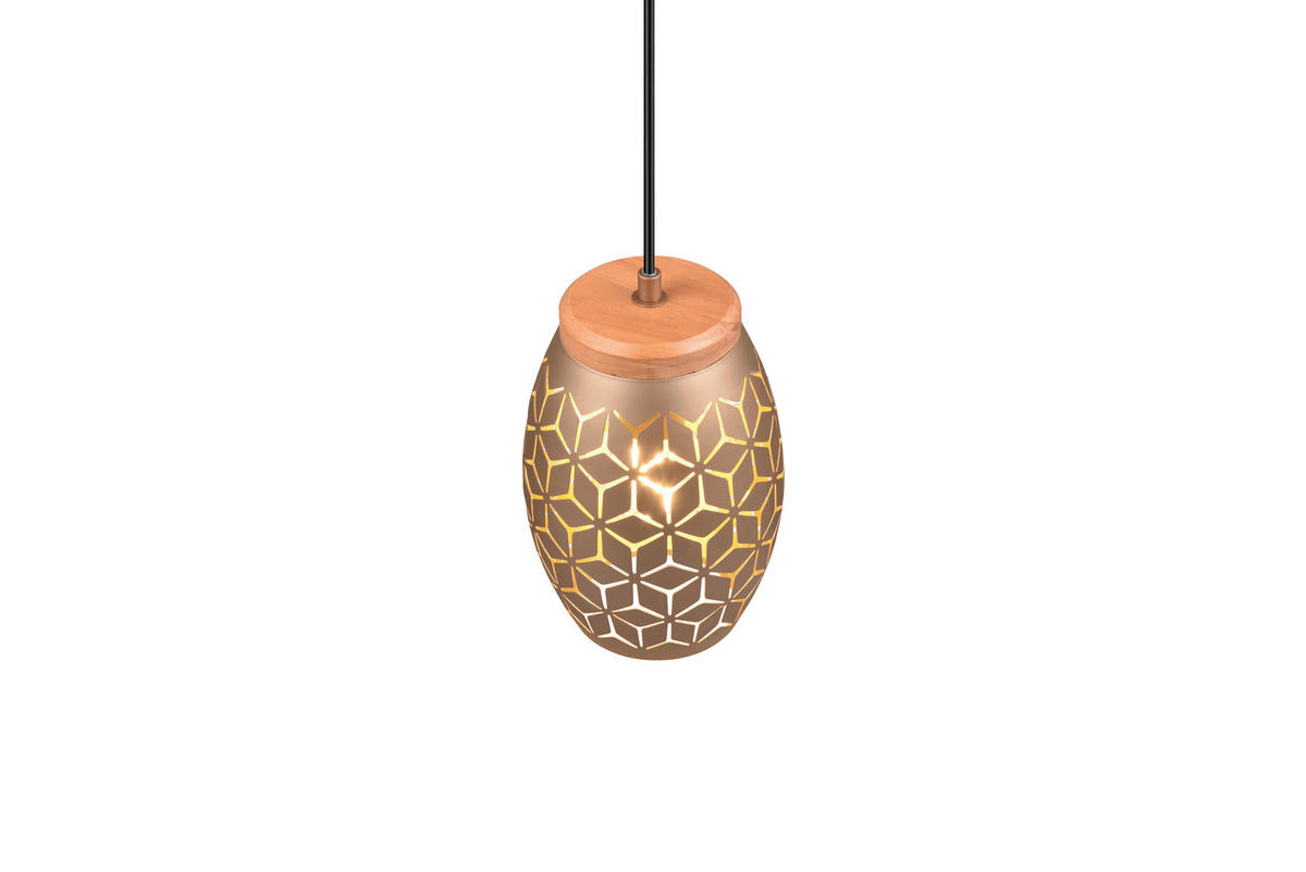 PENDELLEUCHTE Bidar 15/150 cm   - Bronzefarben, KONVENTIONELL, Holz/Metall (15/150cm)