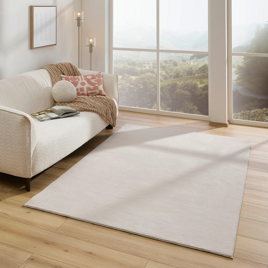 Thumbnail - Novel Hochflorteppich, Beige, Textil, Hase, rechteckig, 160x230 cm, Oeko-Tex® Standard 100, rutschfest, pflegeleicht, le...