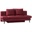 SCHLAFSOFA  in Echtleder Weinrot  - Weinrot/Schwarz, Design, Leder/Metall (200/85/90cm) - Novel