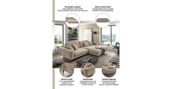 ECKSOFA Ottomane rechts  Olivgrün Feincord  - Schwarz/Olivgrün, Design, Textil/Metall (293/207cm) - Dieter Knoll