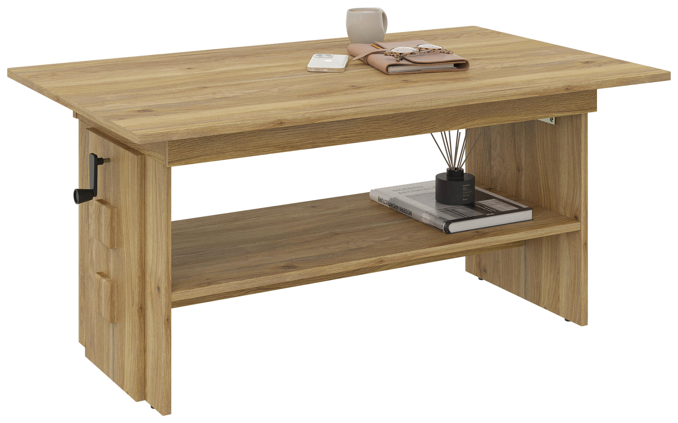 COUCHTISCH 110-140/65/51,5-61,5 cm rechteckig Eichefarben  - Eichefarben, KONVENTIONELL, Holzwerkstoff (110-140/65/51,5-61,5cm) - Xora