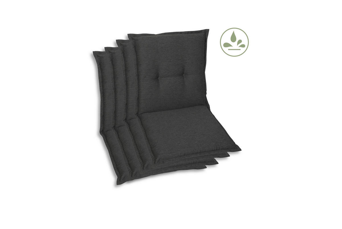 SESSELAUFLAGENSET in Anthrazit Uni  - Anthrazit, Basics, Textil (50/7/100cm)