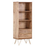 REGAL Mangoholz massiv Goldfarben, Hellbraun  - Hellbraun/Goldfarben, Design, Holz/Metall (55/153/43cm) - Landscape