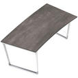SCHREIBTISCH 200/100/68-82 cm  in Grau, Weiß, Alufarben  - Alufarben/Weiß, Design, Holzwerkstoff/Metall (200/100/68-82cm) - Moderano