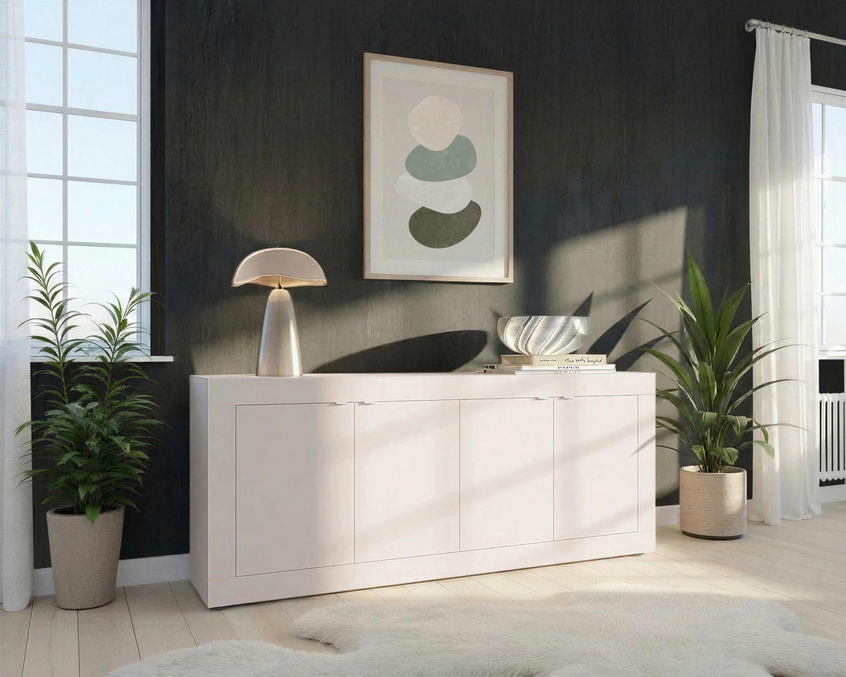 SIDEBOARD  in 207/86/43 cm  - Kaschmir/Schwarz, Design, Holzwerkstoff/Kunststoff (207/86/43cm) - MID.YOU