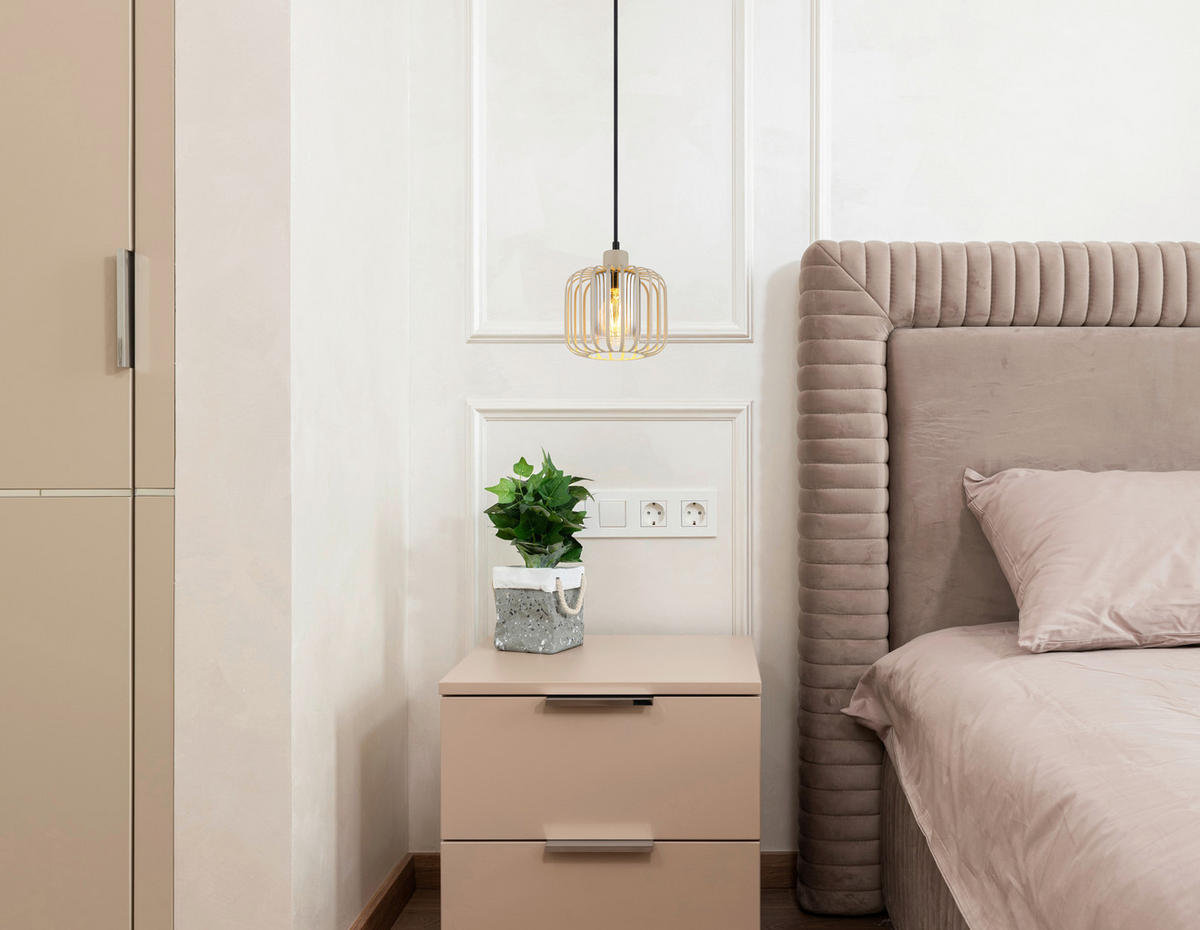 HÄNGELEUCHTE 18/120 cm  - Sandfarben/Klar, Design, Glas/Textil (18/120cm) - Globo