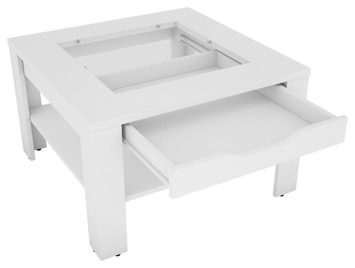 COUCHTISCH quadratisch Weiß  - Weiß, Design, Glas/Holzwerkstoff (67/43/67cm) - MID.YOU