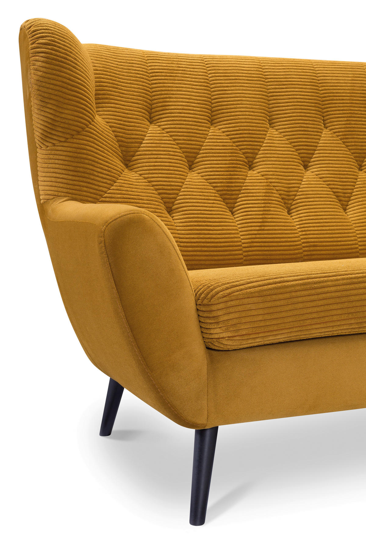 ECKSOFA in Cord Currygelb  - Currygelb/Schwarz, Design, Holz/Textil (237/165cm) - Stylife