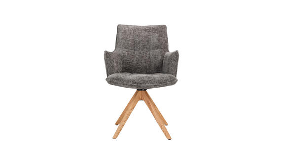 ARMLEHNSTUHL in Eisen Chenille - Eichefarben/Grau, Design, Holz/Textil (59,5/88,5/63cm) - Novel