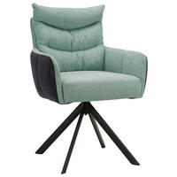 STOL MED ARMSTÖD järn vävt tyg, linneimitation  - mintgrön/svart, Design, metall/textil (59/91/66cm) - Hom`in