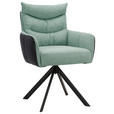 ARMLEHNSTUHL  in Eisen Webstoff, Leinenoptik  - Schwarz/Mintgrün, Design, Textil/Metall (59/91/66cm) - Hom`in