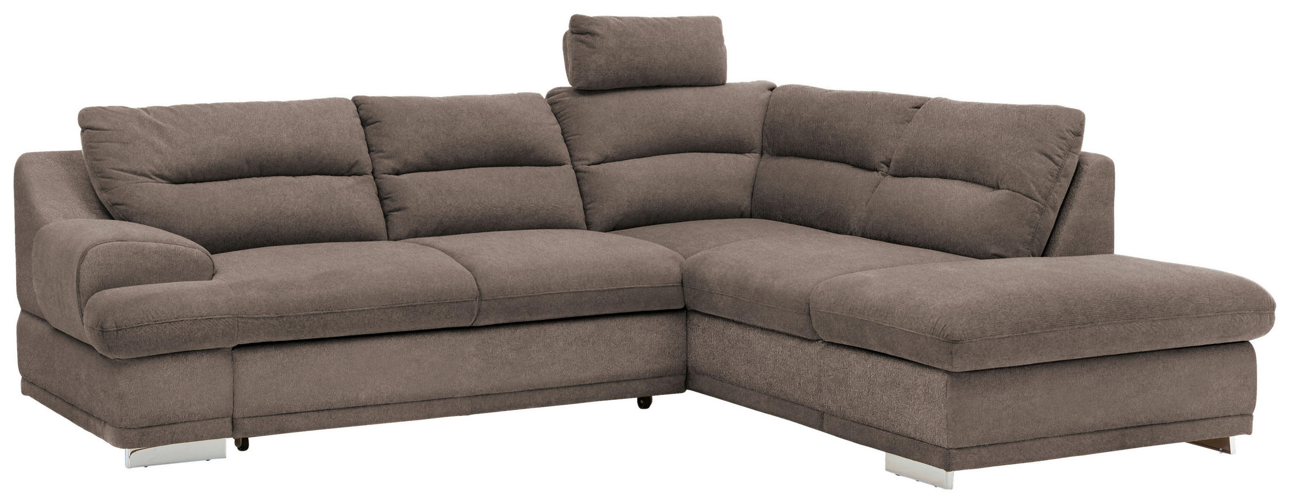 WOHNLANDSCHAFT Braun Chenille  - Chromfarben/Braun, KONVENTIONELL, Textil/Metall (264/217cm) - MID.YOU