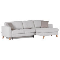 ECKSOFA in Flachgewebe Weiß  - Beige/Buchefarben, Design, Holz/Textil (271/165cm) - MID.YOU