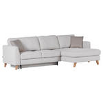 ECKSOFA Weiß Flachgewebe  - Beige/Buchefarben, Design, Holz/Textil (271/165cm) - Carryhome