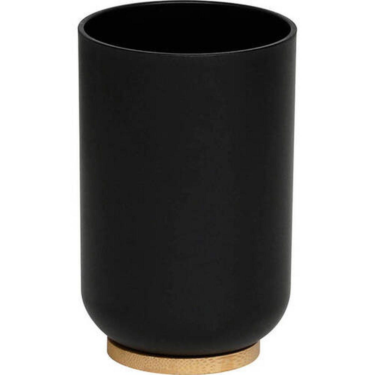 LONČEK ZA ZOBNE ŠČETKE - črna, Basics, umetna masa/les (7,2/11/0,1cm) - Homeware