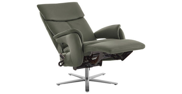 RELAXSESSEL in Leder Grau - Edelstahlfarben/Grau, Design, Leder/Metall (70/124/85cm) - Cantus