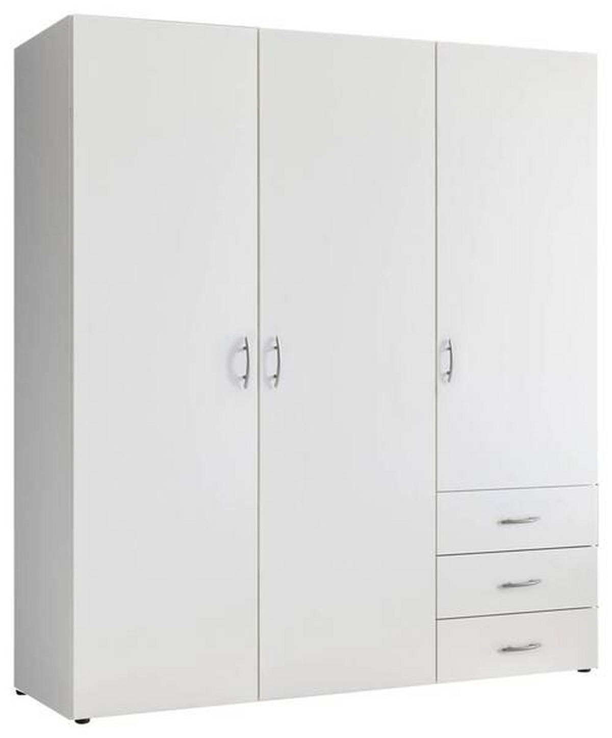 ŠATNÍ SKŘÍŇ S OTOČNÝMI DVEŘMI, bílá, 150/176/51,3 cm - bílá/barvy stříbra, Moderní, kompozitní dřevo/plast (150/176/51,3cm) - MID.YOU