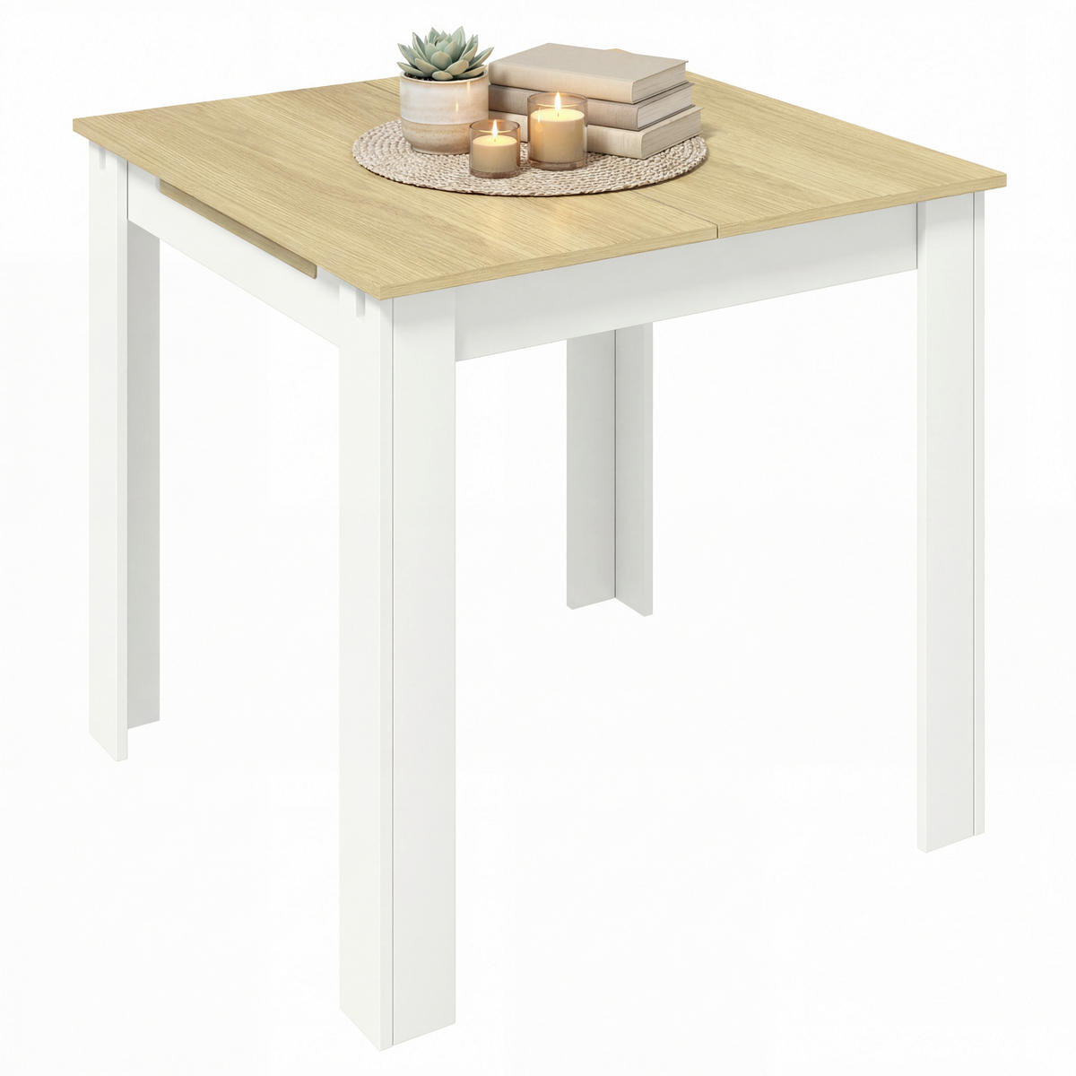 ESSTISCH Nachbildung  Holzwerkstoff ausziehbar rechteckig Weiß, Honigeiche  - Honigeiche/Weiß, MODERN, Holzwerkstoff (80/75/80cm) - MID.YOU