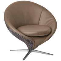 SESSEL Jacquard Kombination Echtleder/Stoff Taupe  - Taupe/Nickelfarben, Design, Leder/Textil (84/81/79cm) - Koinor