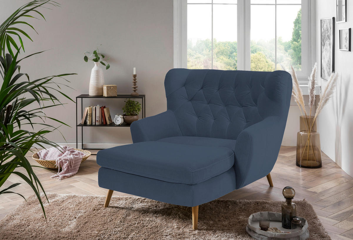 XXL-SESSEL Flachgewebe Dunkelblau    - Dunkelblau, Design, Holz/Textil (120/101/165cm) - Stylife