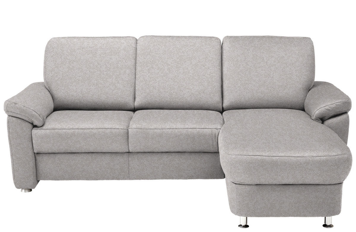 ECKSOFA in Webstoff Hellgrau  220/163 cm  - Chromfarben/Hellgrau, KONVENTIONELL, Textil/Metall (220/163cm) - Beldomo System