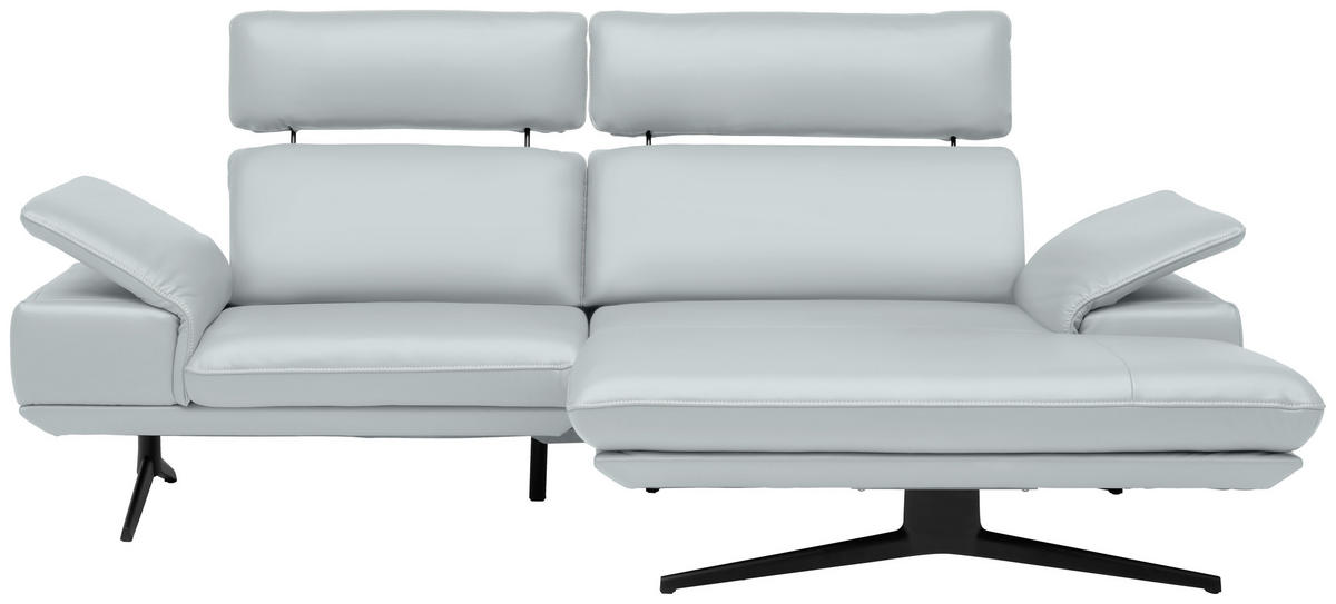 ECKSOFA Echtleder Hellgrau  - Beige/Hellgrau, Design, Leder/Metall (239/150cm) - Koinor