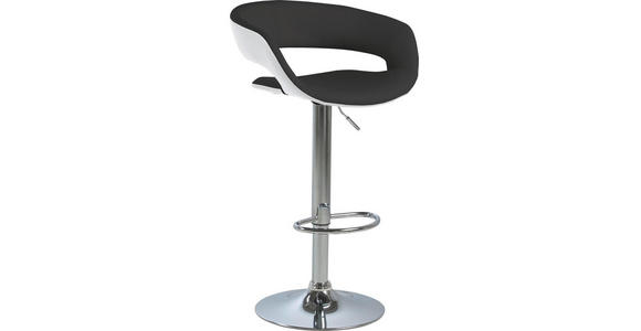 BARHOCKER Lederlook Schwarz, Weiß - Chromfarben/Schwarz, Design, Textil/Metall (54/83-104/49cm) - Carryhome