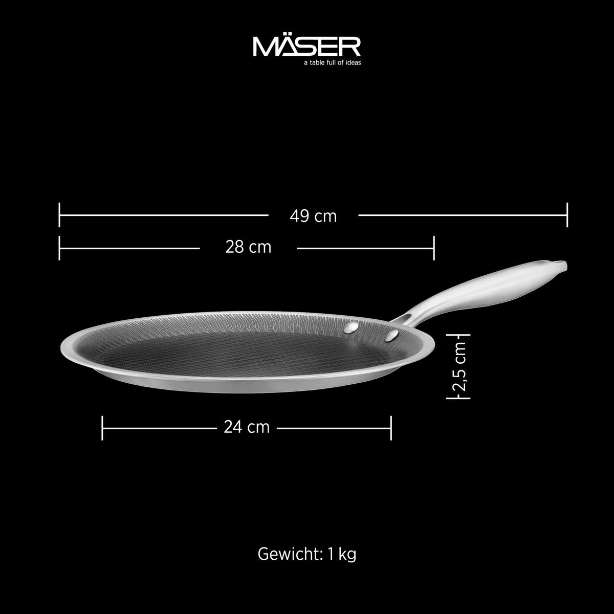 CREPESPFANNE 28/2,5 cm Keramikbeschichtung  - Silberfarben/Schwarz, Basics, Metall (28/2,5cm) - Mäser