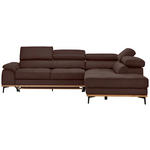 ECKSOFA  in Lederlook Mokka  282/226 cm  - Schwarz/Mokka, Natur, Holz/Textil (282/226cm) - Novel