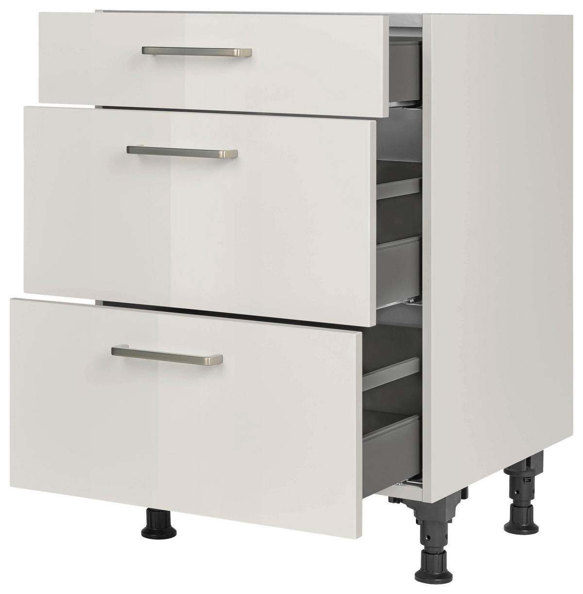 SCHUBKASTENUNTERSCHRANK 60/87/56 cm  in Hellgrau  - Edelstahlfarben/Hellgrau, MODERN, Holzwerkstoff/Metall (60/87/56cm) - Nobilia