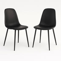 STUHL-SET 2 Stück  in Lederlook  - Schwarz, MODERN, Textil/Metall (44/86/54cm) - MID.YOU