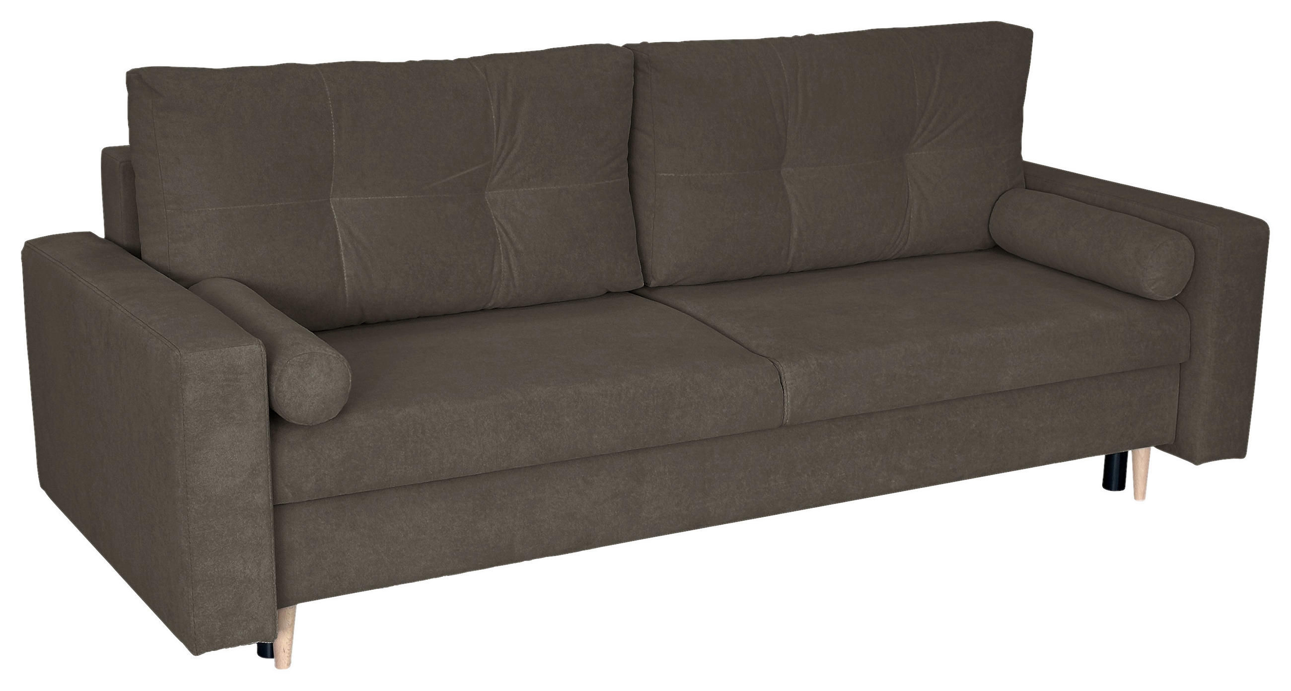 SCHLAFSOFA Cord Grau  - Schwarz/Naturfarben, Design, Holz/Kunststoff (220/96/98cm) - MID.YOU