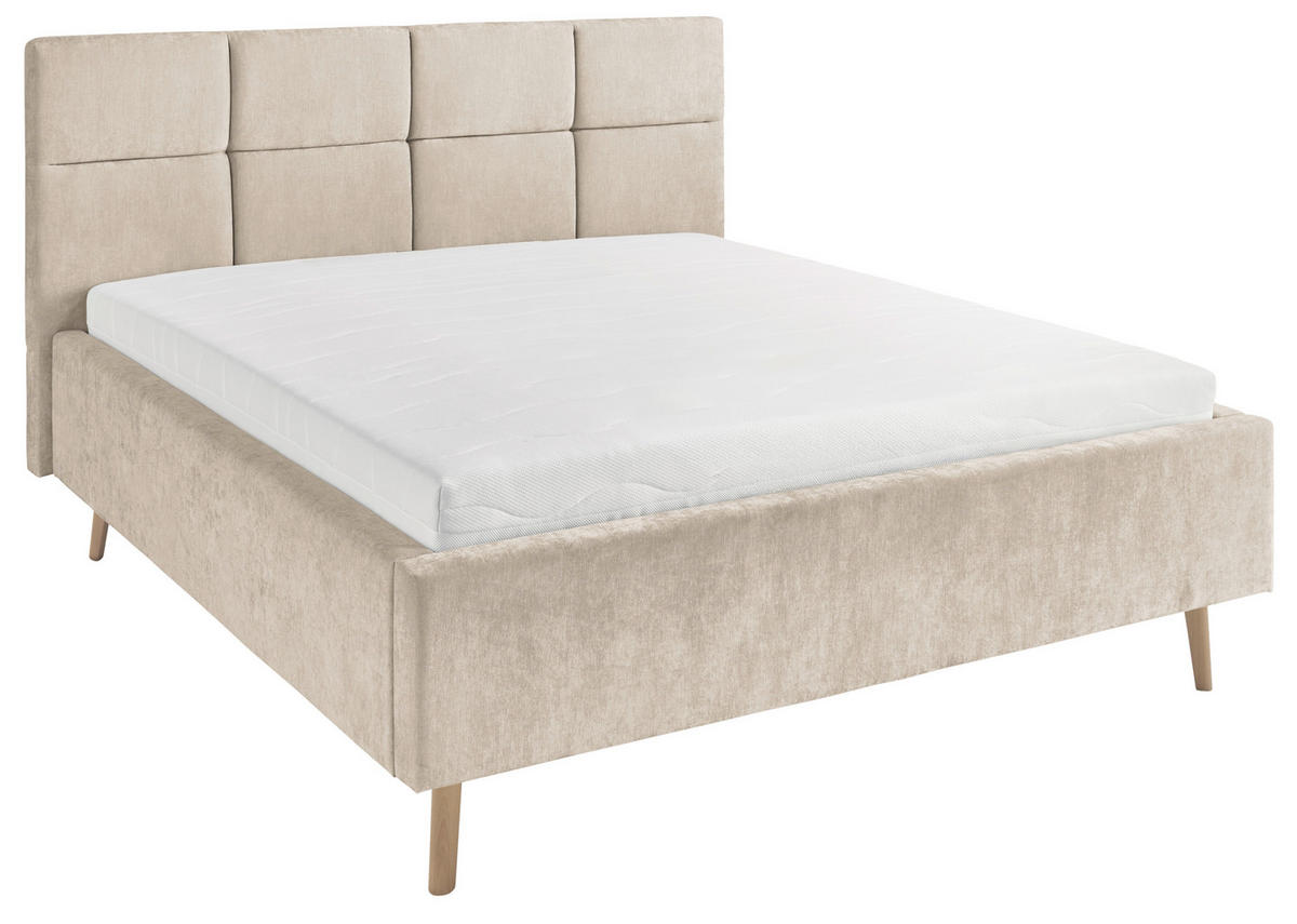 POLSTERBETT 140/200 cm,  in Beige,  - Eichefarben/Beige, KONVENTIONELL, Holz/Textil (140/200cm) - SetOne by Musterring