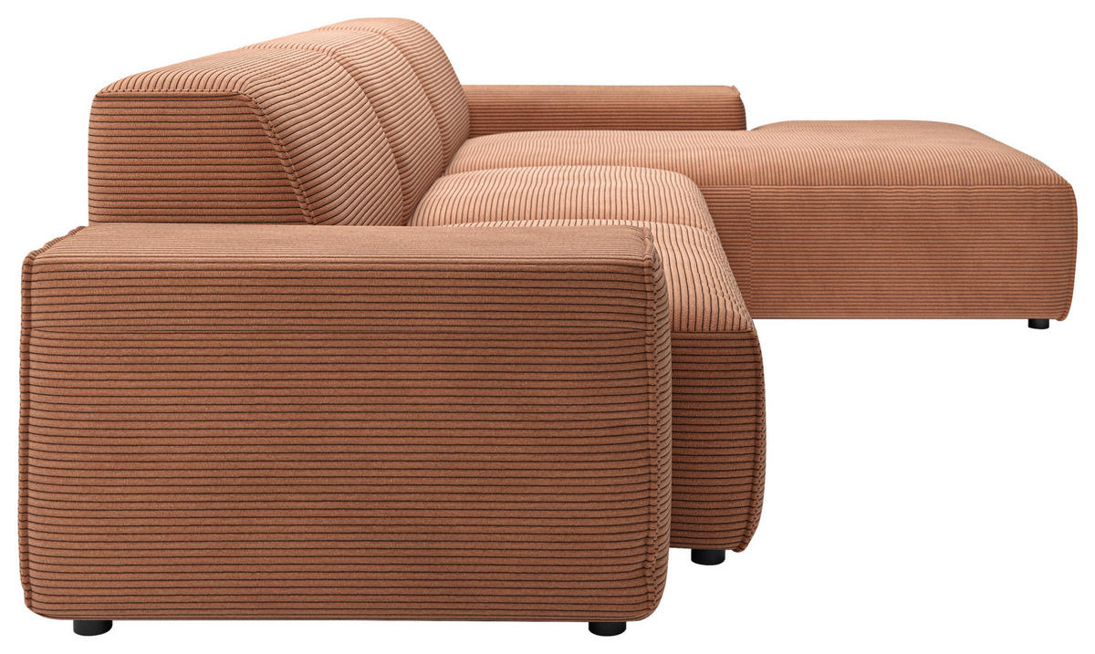ECKSOFA in Cord Rostfarben  - Rostfarben/Schwarz, Design, Kunststoff/Textil (300/189cm) - Pure Home Lifestyle