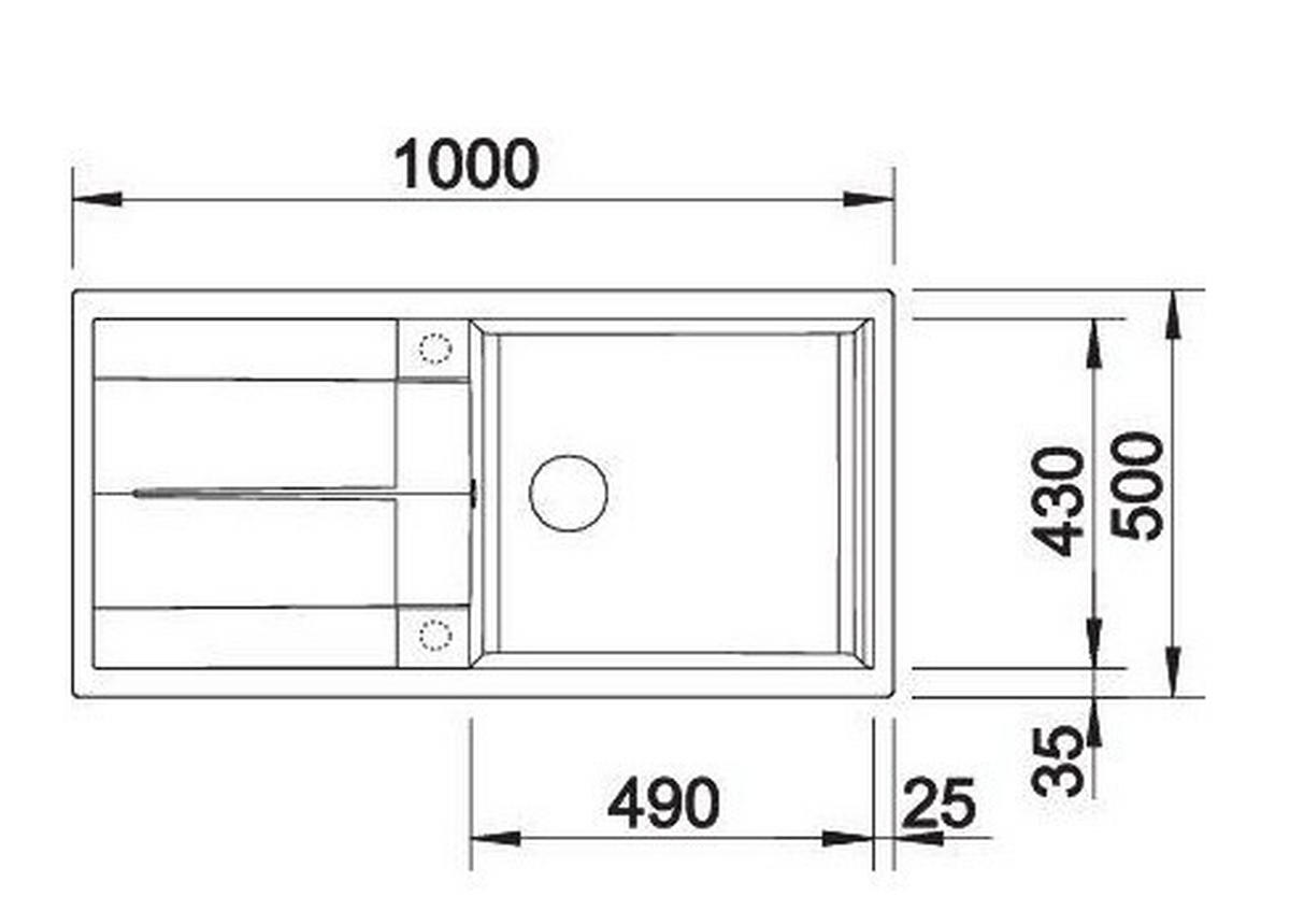 SPÜLE Metra  - Weiß, Basics, Stein (100/20,2/50cm) - Blanco