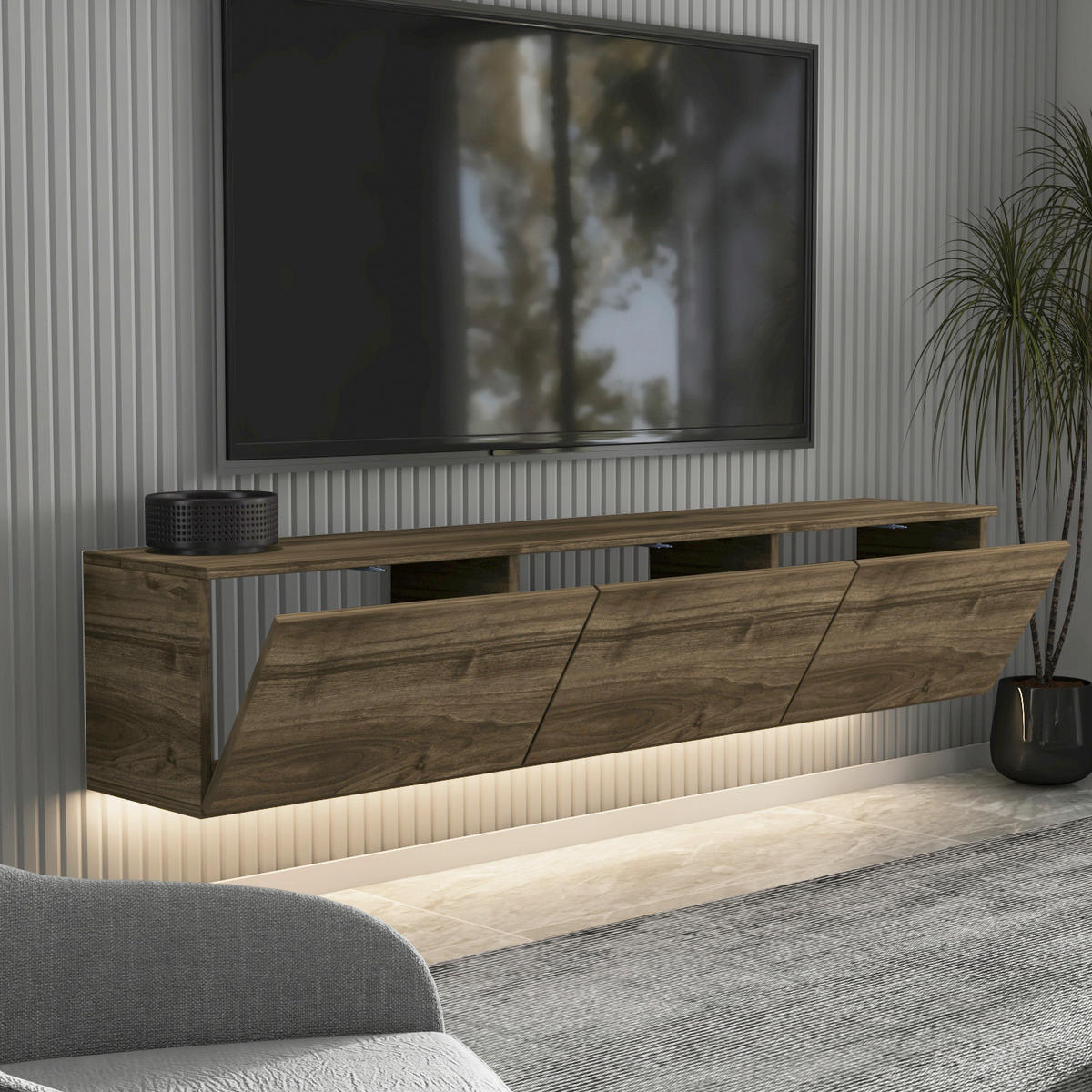 TV-BÄNK Neon TV-Möbel  i 160/35/32 cm  - valnötsfärgad/ekfärgad, Design, trämaterial (160/35/32cm) - Livetastic