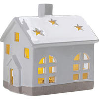 DEKOHÄUSCHEN  - Braun/Weiß, LIFESTYLE, Keramik (15,8/11/16,3cm) - X-Mas