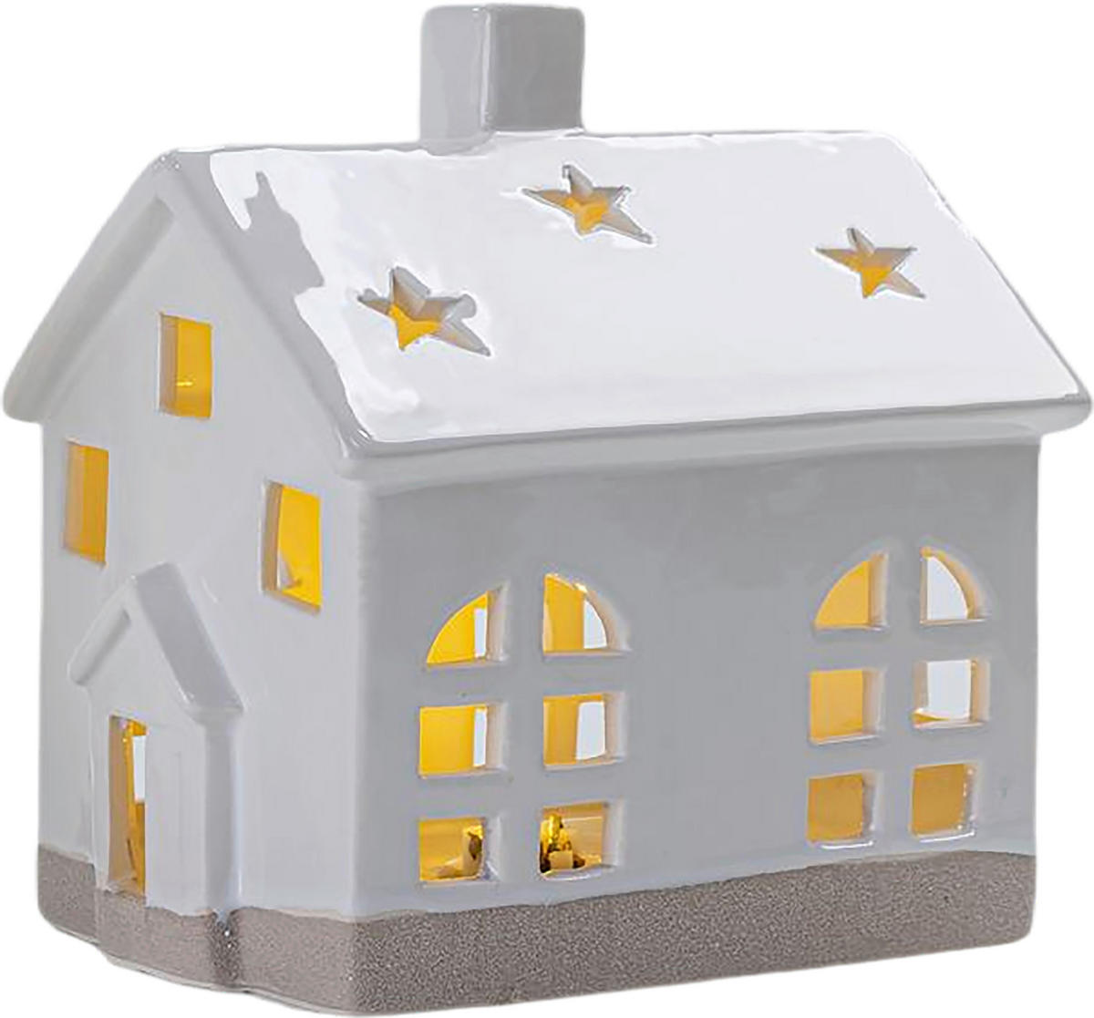 DEKOHÄUSCHEN  - Braun/Weiß, LIFESTYLE, Keramik (15,8/11/16,3cm) - X-Mas