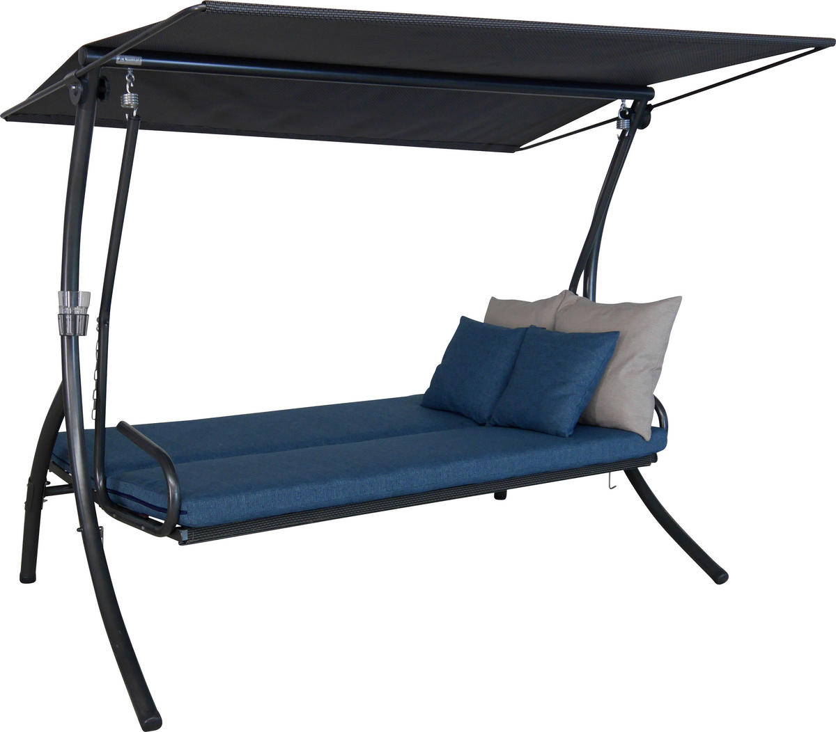 HOLLYWOODSCHAUKEL 210/160/145 cm Blau, Grau  - Blau/Dunkelgrau, Basics, Textil/Metall (210/160/145cm) - Boxxx