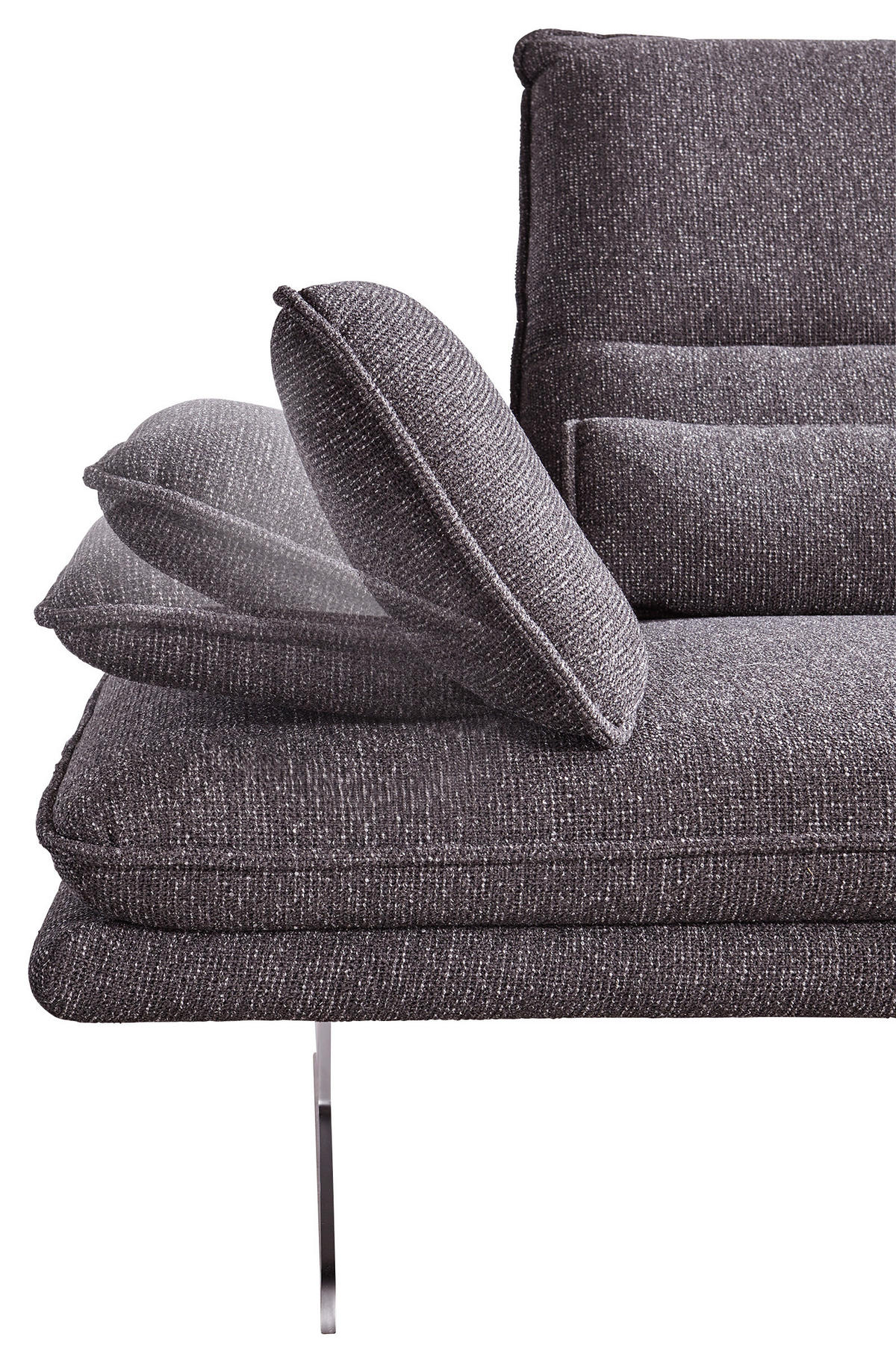 ECKSOFA Webstoff Anthrazit  - Chromfarben/Anthrazit, Design, Textil/Metall (291/164cm) - Chilliano