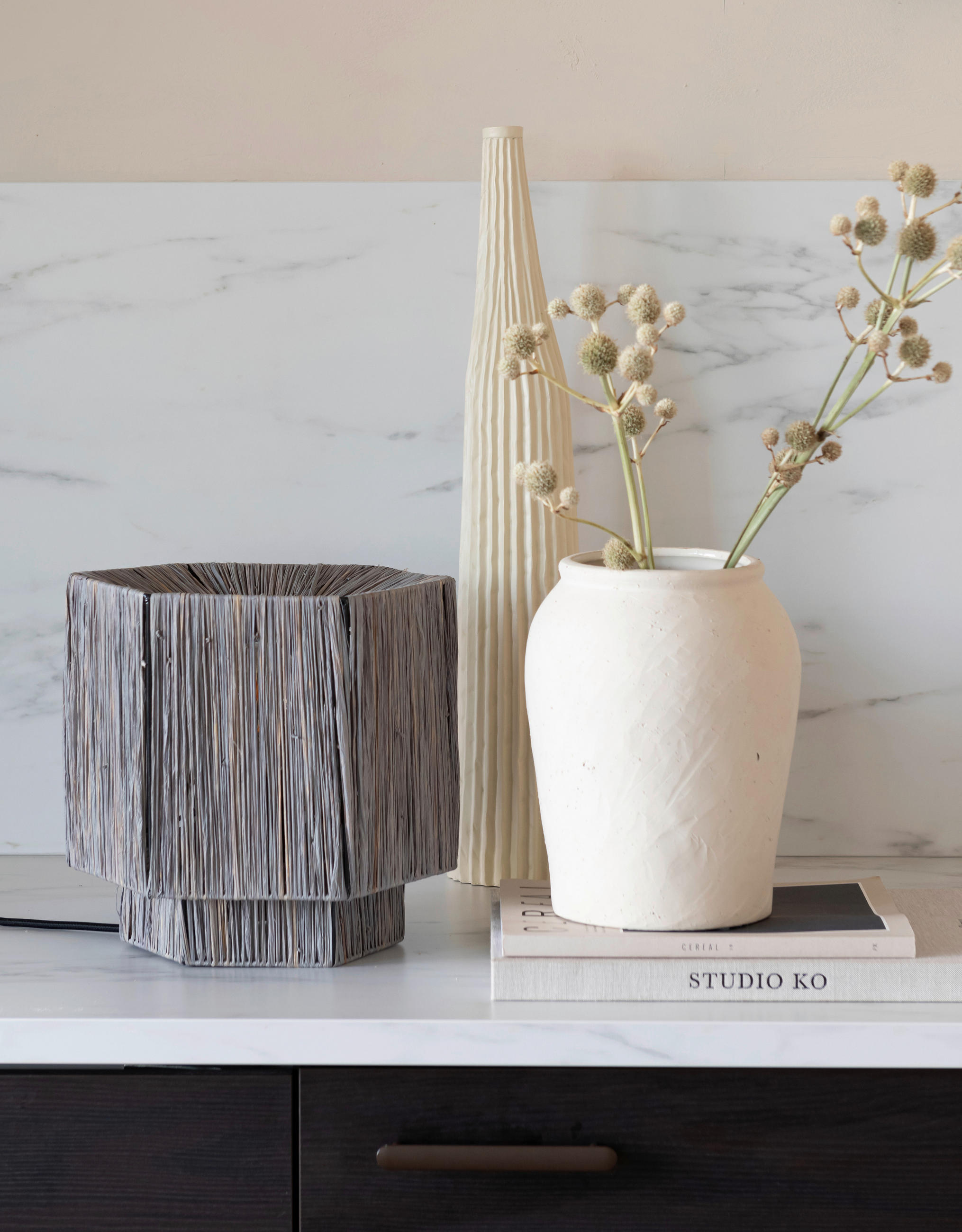 BORDSLAMPA Good & Mojo 27/27/26 cm   - grå, Basics, naturmaterial (27/27/26cm) - Good & Mojo