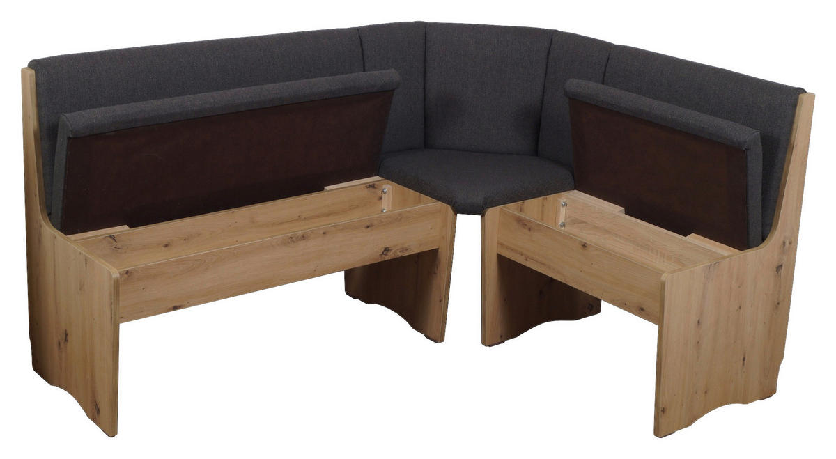 ECKBANKGRUPPE in Textil, Holzwerkstoff Dunkelgrau, Eiche Artisan  - Dunkelgrau/Eiche Artisan, KONVENTIONELL, Holz/Holzwerkstoff (125/165cm)