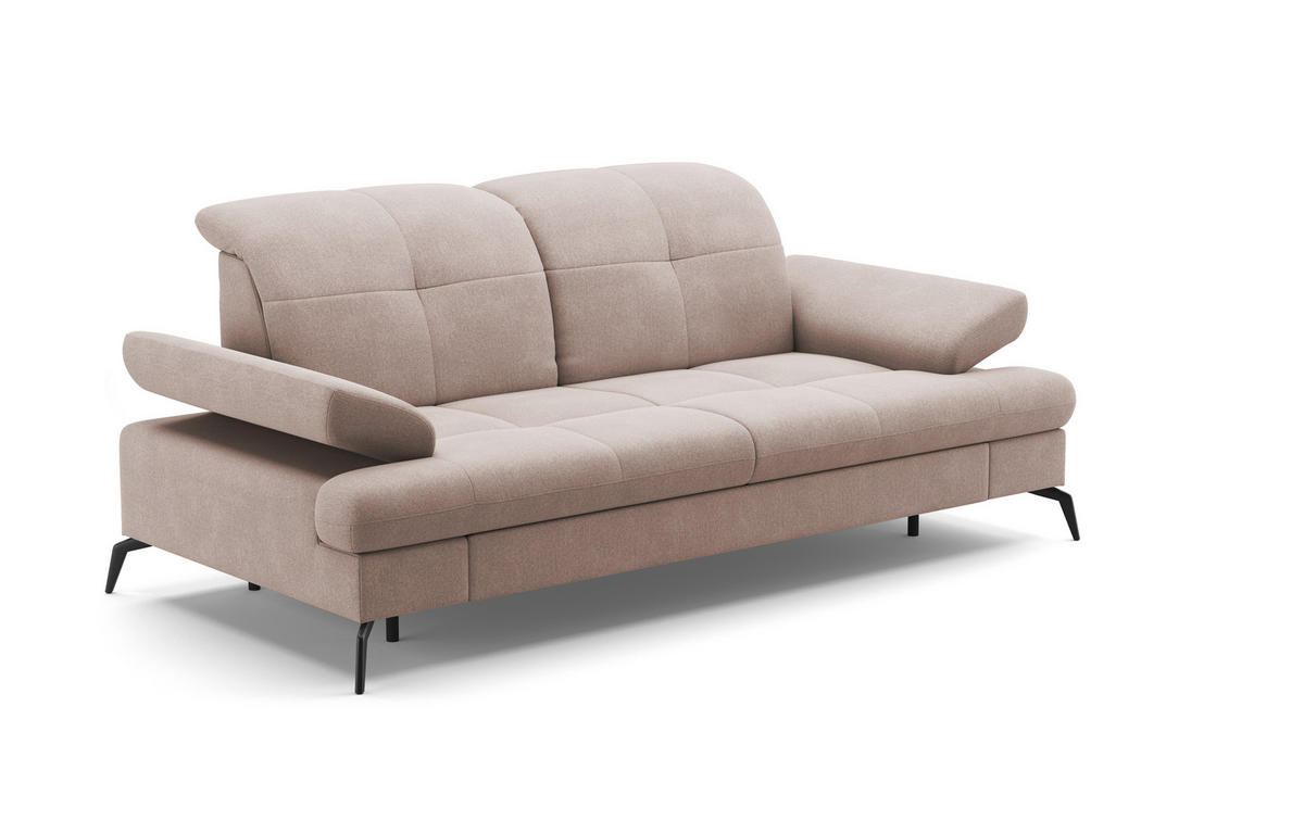 2,5-SITZER in Flachgewebe Greige  - Greige/Schwarz, Konventionell, Textil/Metall (202/90/122cm) - Sit & More