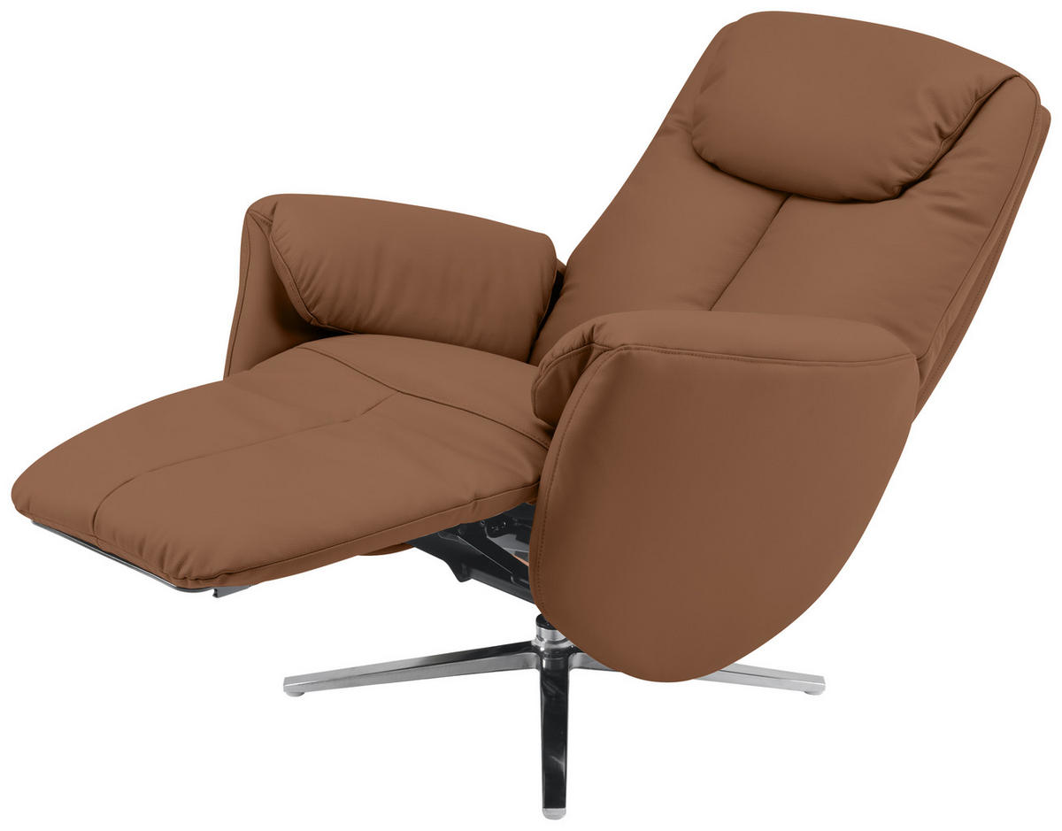 MASSAGESESSEL Echtleder Lederlook Braun    - Chromfarben/Braun, Design, Leder/Textil (79/110/85cm) - Livetastic