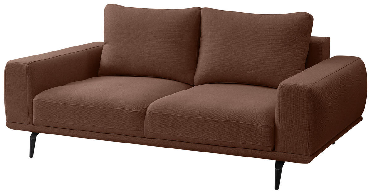 2-SITZER-SOFA Webstoff Braun  - Schwarz/Braun, Modern, Textil/Metall (202/89/115cm) - MID.YOU
